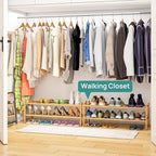 viewcare 2-Tier Long Shoe Rack for Entryway, Black Bamboo Wood Shoe Rack for Closet & Hallway, Long 33IN | Beautiful | Functi