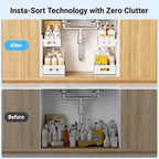 Pull-out Under Kitchen Sink Organizer, Metal Functional Under Sink Organizer, Height Adjustable Under Bathroom Sink Organizer
