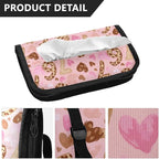 Car Tissue Holder Car Visor Organizer Tissue Box Holder for Car Sun Visor Organizer with Car Vehicle Accessories Essentials Interior for Women Men Six Seven Leopard Hearts Pink