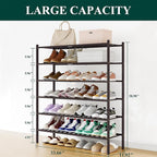 Smiry Shoe Rack, 6 Tier Long Bamboo Shoe Organizer, Stackable Free Standing Wooden Shoe Storage Shelf for Closet, Entryway, F