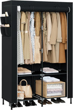 CASAMAYA Portable Closet, 34 Inch Large Capacity Wardrobe Closet with Cover, Clothes Storage Organizer with Shelves and 2 Han