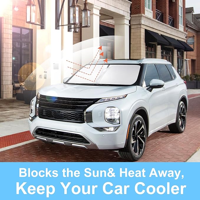 Front Windshield Sun Shade Foldable Car Front Window Sun Shade Windshield Shade Fit for Mitsubishi Outlander 2022-2026(NOT for Outlander Sport) Block UV Rays Keep Cooler