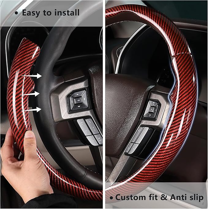 Steering Wheel Cover for Ford F150 2015-2020/ F250 2017-2022/ F350 2017-2022/ F450 2017-2022/ F550 2017-2022/ Ford Expedition 2018-2021 Steering Wheel Protector for Ford Steering Wheel Accessories