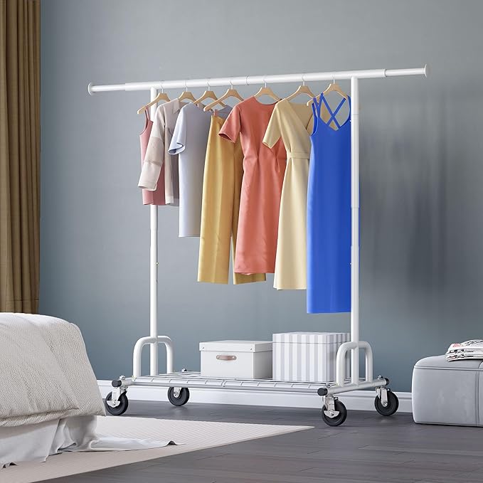 HOKEEPER Clothes Rack Collapsible Clothing Garment Rack Capacity 525LBS Clothing Racks on Wheels Heavy Duty Rolling Clothes R