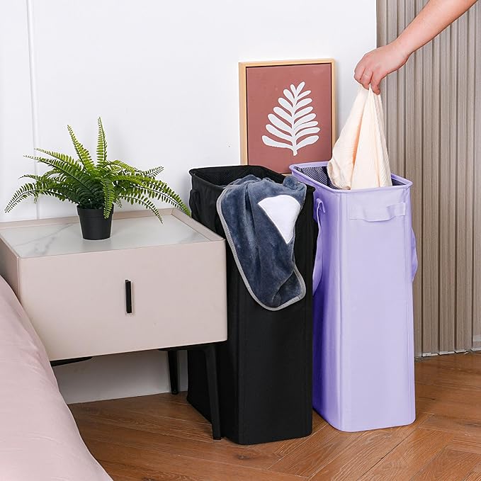 efluky Slim Laundry Basket, Narrow Laundry Hamper with Handles, Collapsible Dirty Clothes Hamper, Tall Laundry Bin for Laundr