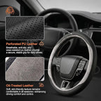 West Llama Customized Auto Car Steering Wheel Cover for Chevy Silverado 1500, 2500, 3500,14.5-15 inch (Gray - Standard Size)