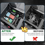 TOPINSTALL 2026 Full Size Console Organizer Compatible with 2022-2026 Toyota Tundra/Sequoia 2023-2026, Plastic Armrest Storage Box Tray with Non-Slip Inserts (Not for the Console with Safe)