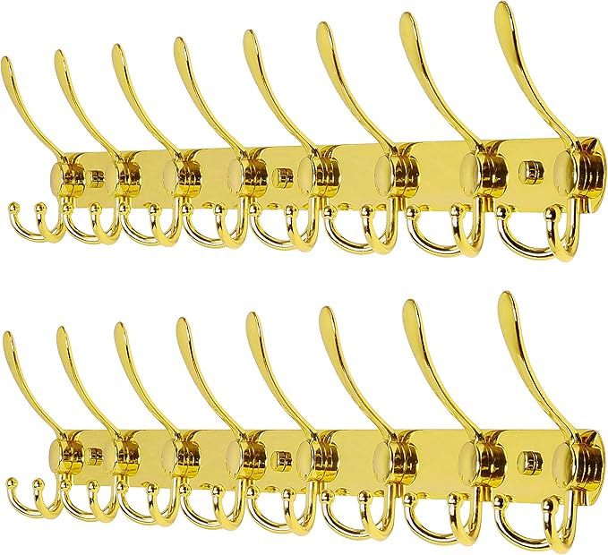 Dseap Coat Rack Wall Mount - 29.5” Long 8-Tri-Hooks Heavy Duty Coat Hanger Rail Wall Hooks for Hanging Coats Hats Clothing Cl