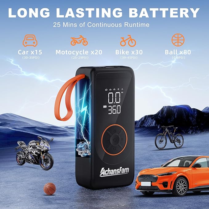 P9 Pro Cordless Portable Air Compressor, 48s Fast Inflation, Dual Power Supply, 150 PSI Digital Tire Pump with Inflator Deflator Function, Includes Storage Case for Car Truck Bike Ball