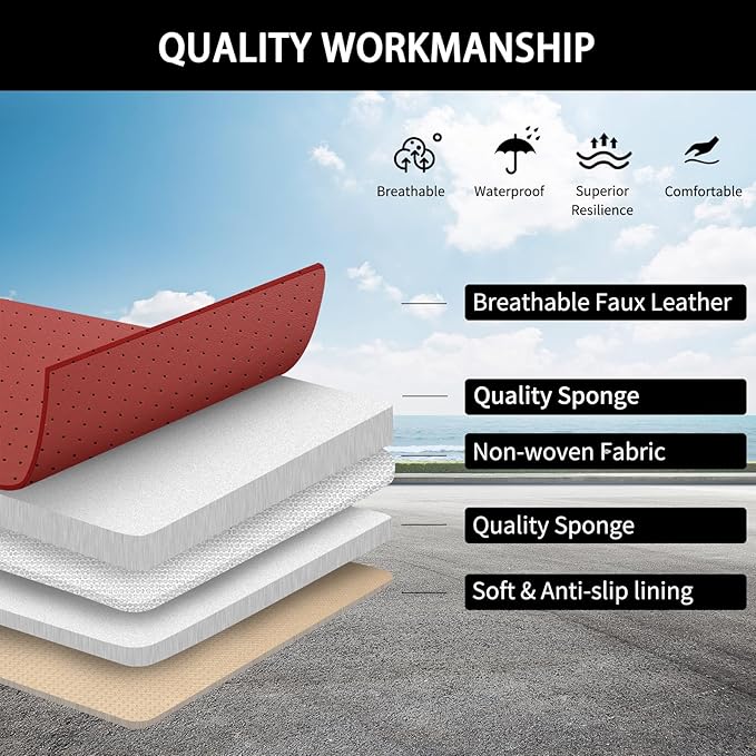 Car Seat Covers Full Set,Red Car Seat Covers,Leather Automotive Seat Covers,Breathable Waterproof Luxury Full Wrapping Edge S