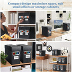 File Organizer Box with Lid & Handle, Thickened Cardboard Hanging File Folder Storage Boxes for Letter Size, Portable Filing 