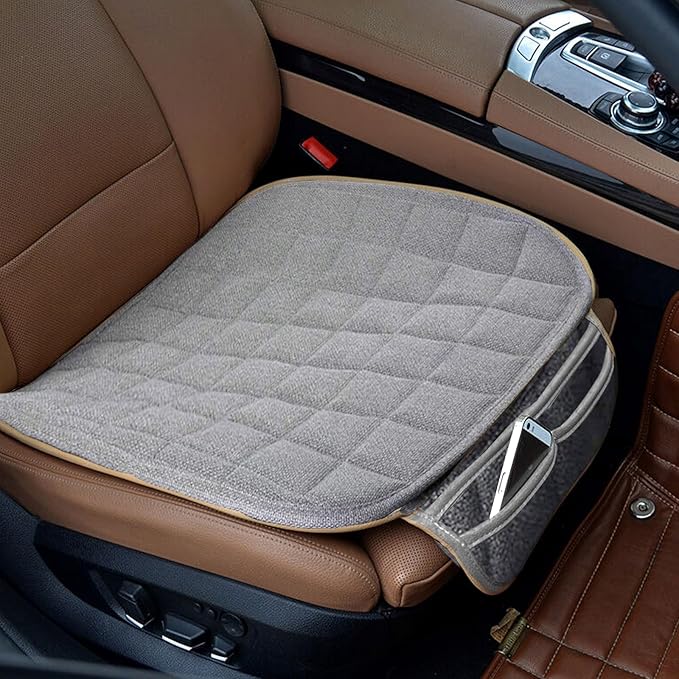 Suninbox Linen Seat Cover for Car,2 Pack Bottom Seat Covers for Trucks, Car Seat Cushion,Pads,Mat,Protector Universal Fit Mos