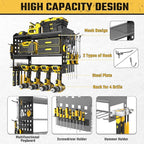 SPACECARE Power Tool Organizer, Drill Holder Wall Mount with 2 Side Pegboards with Hooks, 3 Layer Garage Organization Heavy D