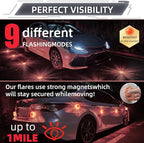 LED Road Flares 6Pack Roadside Emergency car kit Emergency Road Flares Kit with Magnetic Base for Vehicles & Boat | 9 Flash M