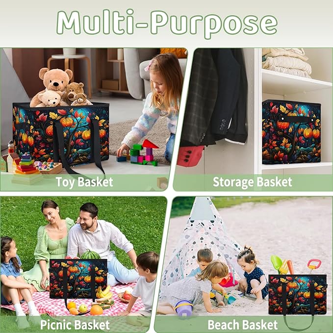 Reusable Grocery Bags Heavy Duty Shopping Bags Foldable Large Tote Bags with Long Handles & Hard Bottom