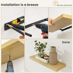 Fun Memories Rustic Wood Floating Shelves for Wall, Space-Saving Wall Mounted Shelves for Bathroom, Bedroom, Living Room and 