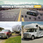 Tymate RV Tire Pressure Monitoring System, Solar Charge TPMS, 6 Sensors & 5 Alarm Modes, M7-3 2024 Updated Color Display, W/Repeater for Longer Distance Transmission, 0-87 PSI for RV Trailer Camper