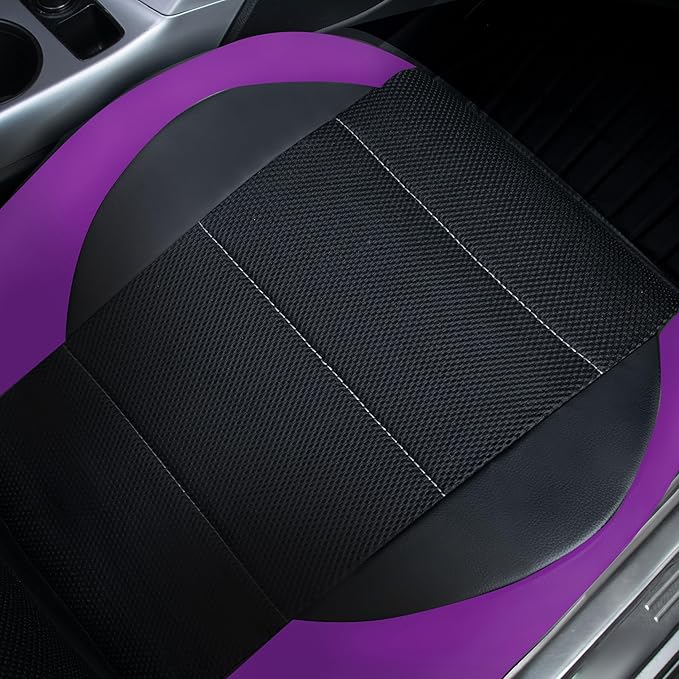 CAR PASS Leather Car Seat Covers Front Seats only, with Air Mesh Front Seat Covers Breathable, Cool Automotive Seat Covers 2 