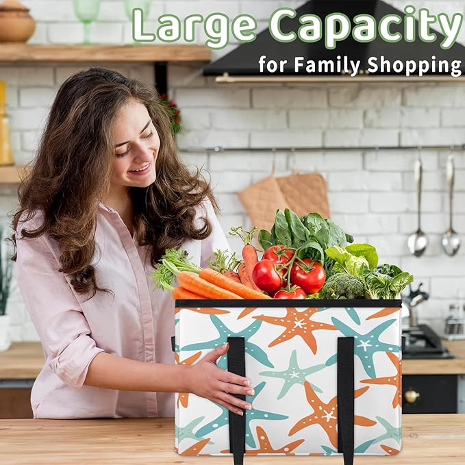 Reusable Grocery Bag, Foldable Large Shopping Tote Bag for Groceries Kitchen Picnic Car Trunk