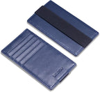 HISCOW Car Sun Visor Card Holder with Elastic Band Fastener - Italian Calfskin (Dark Blue)