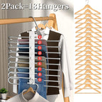 9 Layers Pants Hangers Space Saving, 2 Pack Multifunctional Pant Rack Stainless Steel Closet Organizer for Pants Jeans Leggin
