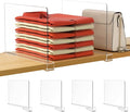 HBlife 4 Pack Closet Organizers and Storage, Clear Shelf Dividers, Vertical Purse Organizer for Closet Perfect for Sweater, S