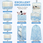 BAGAIL 9 Set Packing Cubes with Packing List Luggage Packing Organizers for Travel Accessories (Blue paisley)