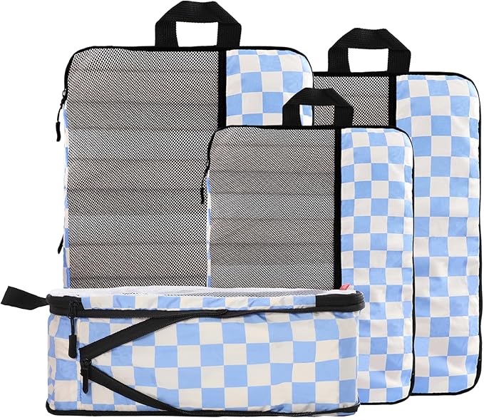 U+U 4 Set Compression Packing Cubes - Ultralight Travel Organizers, Space-Saving Suitcase Organizer, Expandable Packing Cubes