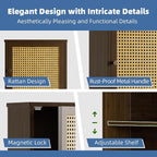 HITNET Bathroom Cabinet Wall Mounted, Medicine Cabinet with Single Rattan Door, Bamboo Hanging Storage Organizer Over Toilet,