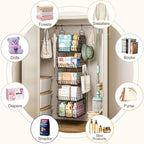 Capacity Upgrade Edition Deeper 4'' 5 Tier Foldable Hanging Closet Organizer and Storage，Wire Cabinet Shelves and Rack with 5