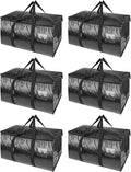 BALEINE 6-Pack Oversized Moving Bags with Reinforced Handles, Heavy-Duty Storage Tote for Clothes, Moving Supplies (Black, 6-