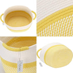 Hinwo Oval Cotton Rope Storage Basket Collapsible Nursery Storage Box Container Organizer with Handles, 13 x 10 inches, Off W