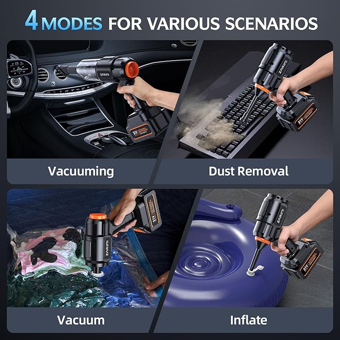 Car Vacuum Portable Cordless, 50000Pa High Power Rechargeable Dust Buster with 2 Batteries & Charger, 6-in-1 Handheld Vacuum 