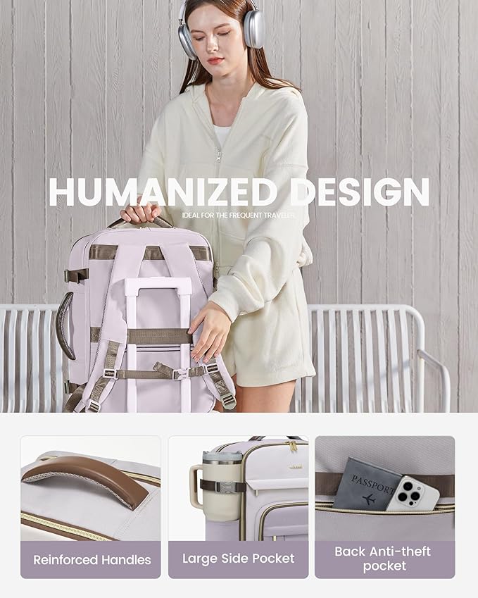 LOVEVOOK 40L Travel Backpack for Women & Men - 17.3 Inch Carry On Backpack & Personal Item Backpack for Airlines, Spacious an