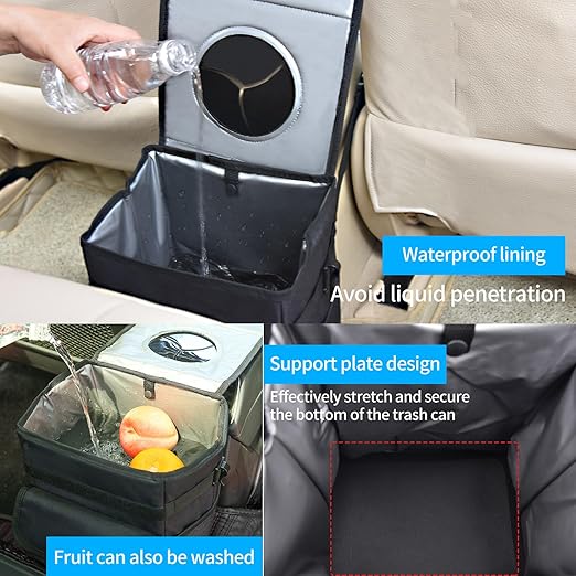 Car Trash Can，Two-Pack Large and Small Combination Hanging Detachable Foldable Car Trash Can，100% Waterproof Suitable for SUV, Sedan, Truck Multi-Purpose Storage Box