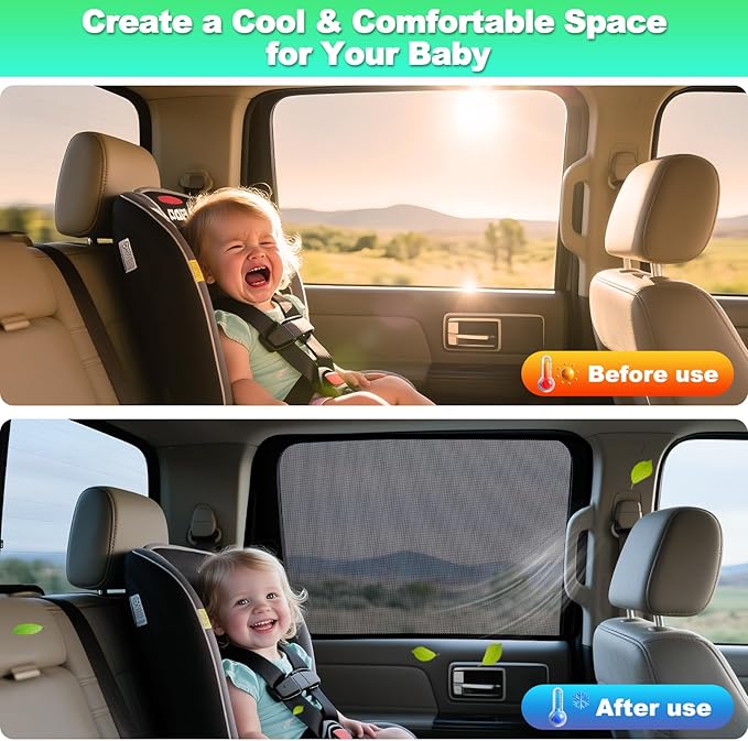 2015-2020 f150 Window Shades - Rear Side Window Sun Shade for Baby, Breathable Mesh Car Privacy Window Covers, UV Protection and Heat Insulation for Road Trips, Napping, Camping (2 PCS)