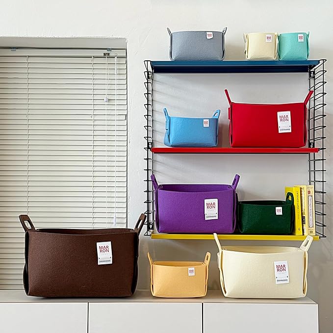 Collapsible Felt CHARCOL Storage Bin Small 7.1"x5.1"x5.1" – Foldable Basket with Handles for Closet, Toy Storage, Laundry Roo