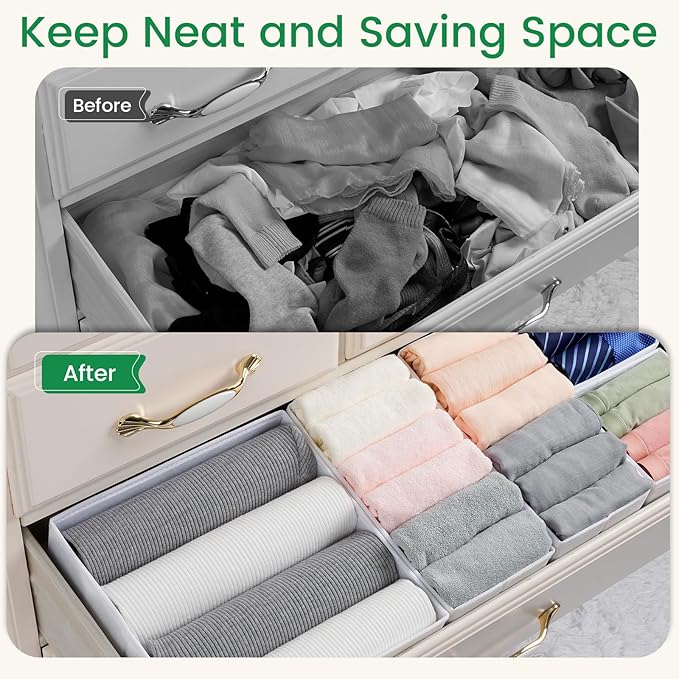Criusia 16 Pack Underwear Drawer Organizer, Drawer Organizer Clothes, Foldable Cloth Storage Box Closet Dresser Drawer Divide