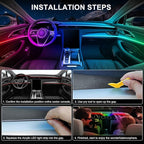 Dreamcolor Acrylic Interior Car LED Strip Light with Wireless APP, RGB 6 in 1 with 175 inches 612 LEDs Fiber Optic Car Symphony Ambient Lighting Kits, Sound Active Function LED Strip for Cars