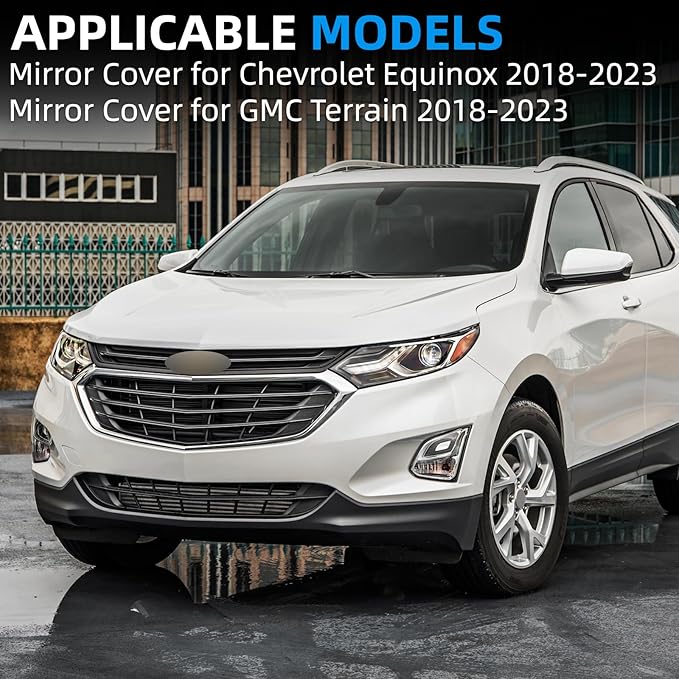 Driver Side Mirror Cover Replacement for Chevrolet Equinox 2018 2019 2020 2021 2022 2023, for GMC Terrain 2018-2023 - Left Side Mirror Covers, Rear View Mirror Cap Accessories White
