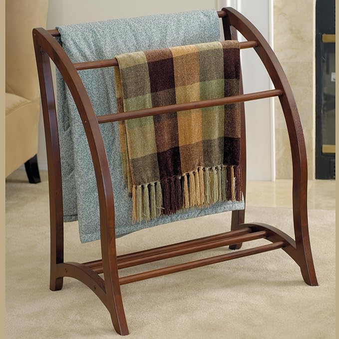 Winsome Wood Quilt Rack With 3 Rungs, Antique Walnut (94036)