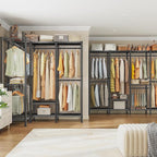Raybee Clothes Rack for Hanging Clothes,Clothing Rack with Shelves,Portable Closet,Adjustable,76" W x 77" H x 18" D,Max Load 
