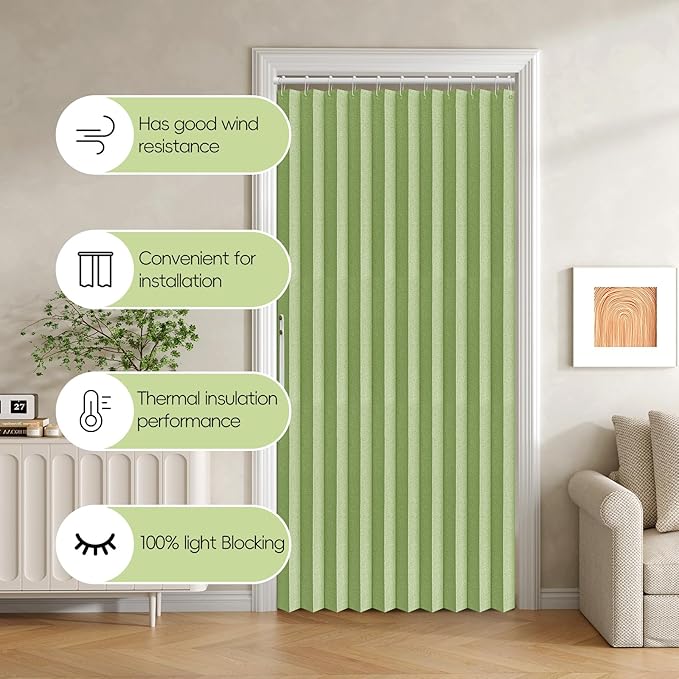 Jilron Accordian Door Curtain, 100% Blackout Folding Magnetic Doorway Curtains,Linen Style Closet Doors,for Room Divider,Priv