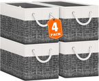Fab totes Storage Bins [4-Pack], Foldable Storage Baskets for Organizing Toys, Books, Shelves, Closet, Large Storage Box with
