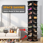 SpaceAid 9 Tier Rotating Shoe Rack Tower, Spinning Shoe Display Lazy Susan, Revolving 360 Shoe Rack Storage Round Carousel, V