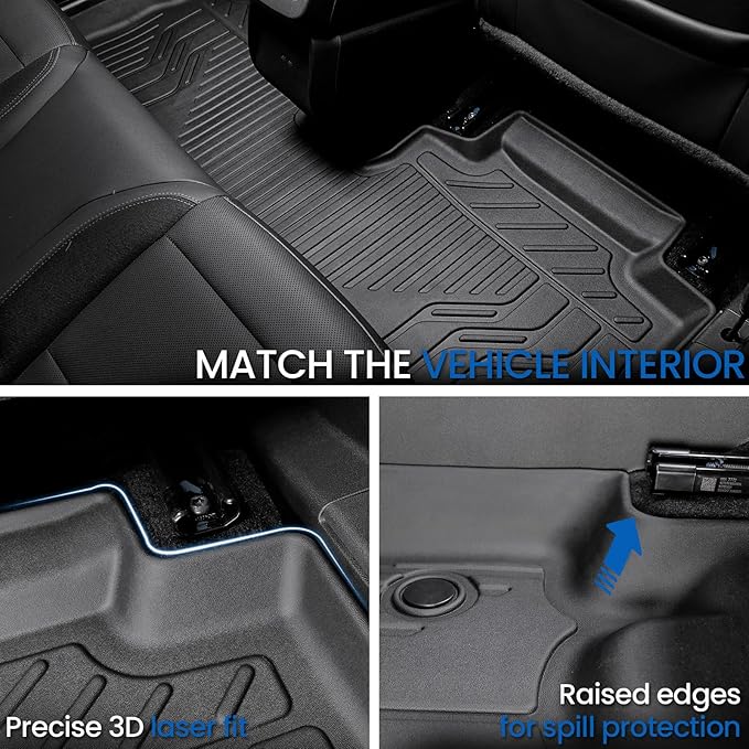 Floor Mats & Cargo Mat with Backrest Mat for 2024-2026 Chevy Equinox EV, Door Sill Guards, Trunk Lower Mat, All Weather TPE Trunk Cargo Liner Car Mat Accessories for Chevrolet Equinox EV