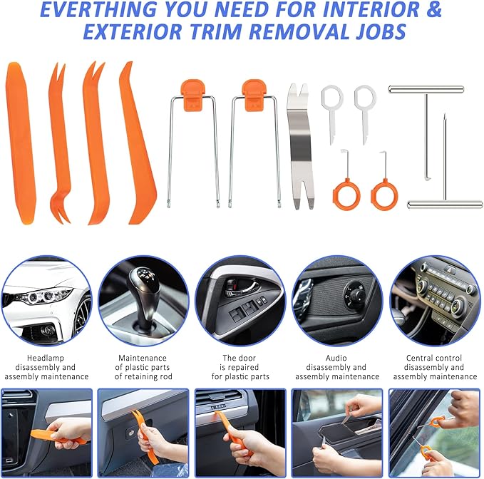 AUTODECO 126pcs Roadside Emergency Car Kit - Auto Safety Kit Vehicle Outdoor Automotive Interior Kits with Jumper Cables
