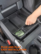 Savadicar Center Console Organizer Compatible with 2015-2025 Ford F150 (Not Fits 40/20/40 Jump Seat Console), ABS Armrest Insert Storage Tray With Liner Pad, Interior Accessories, Black