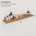 Floating Shelves for Wall Decor, 8" Deep Rustic Solid Elm Wood Floating Shelves Wall Mounted, Wall Shelves with Invisible Bra