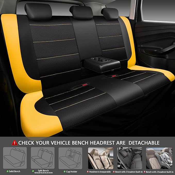 CAR PASS Leather Seat Covers, Breathable Universal Car Seat Cover Full Set for Cute Women Girly,5mm Composite Sponge Inside,A